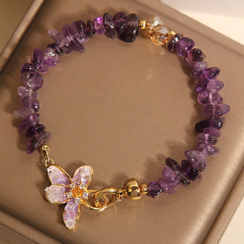 Nimara Ritual Natural Irregular Gravel Amethyst Blue Crystal Wisteria Balance Bracelet