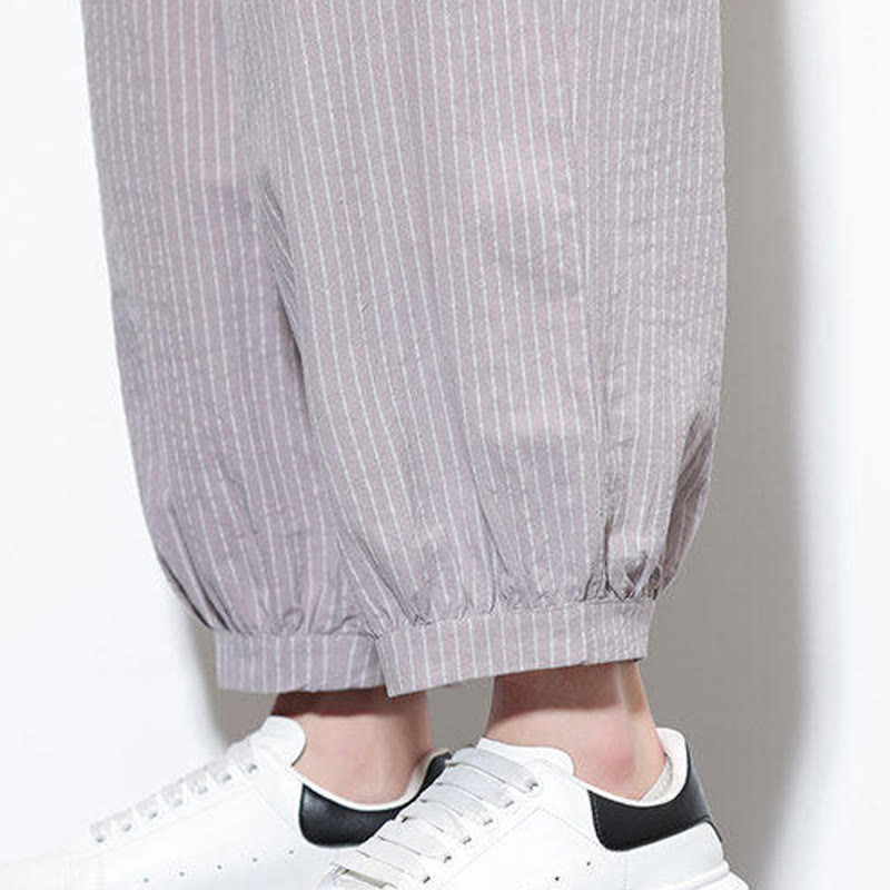 Nimara Ritual Casual Striped Men's Cotton 7-8 Length Harem Pants With Pockets