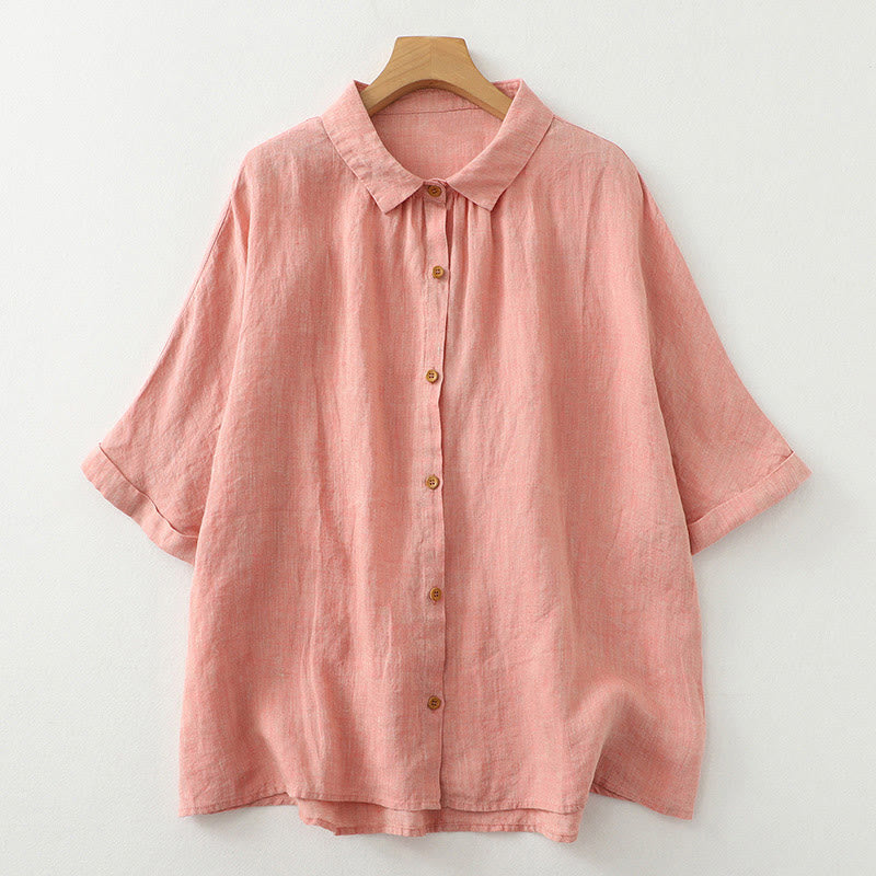Nimara Ritual Casual Plain Buttons Women's Half Sleeve Shirt
