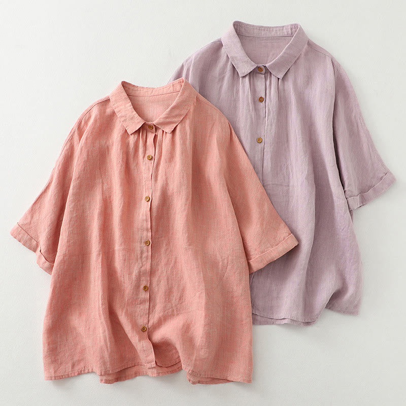 Nimara Ritual Casual Plain Buttons Women's Half Sleeve Shirt