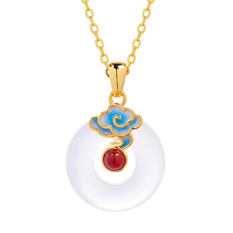 Nimara Ritual 925 Sterling Silver Peace Buckle Cloud Chalcedony Necklace Harmony Pendant