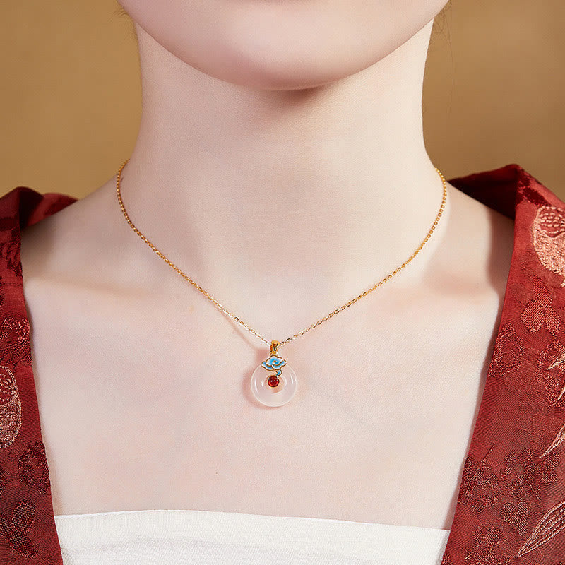 Nimara Ritual 925 Sterling Silver Peace Buckle Cloud Chalcedony Necklace Harmony Pendant