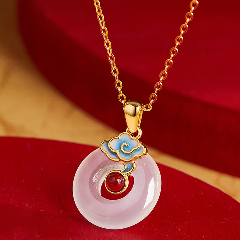 Nimara Ritual 925 Sterling Silver Peace Buckle Cloud Chalcedony Necklace Harmony Pendant