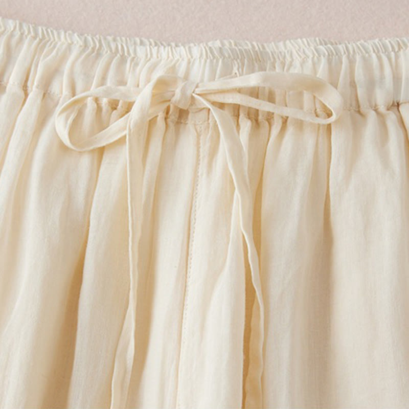Nimara Ritual Casual Lining Design Cotton Women's 7-8 Length Wide Leg Pants With Pockets