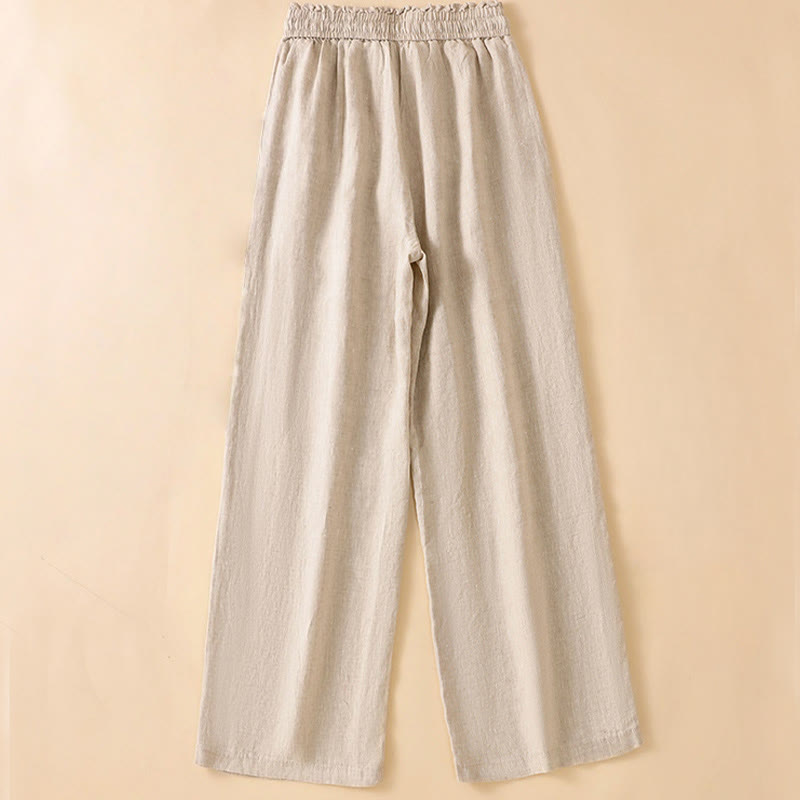 Nimara Ritual Casual Straight Leg Design Cotton Women's 7-8 Length Wide Leg Pants With Pockets