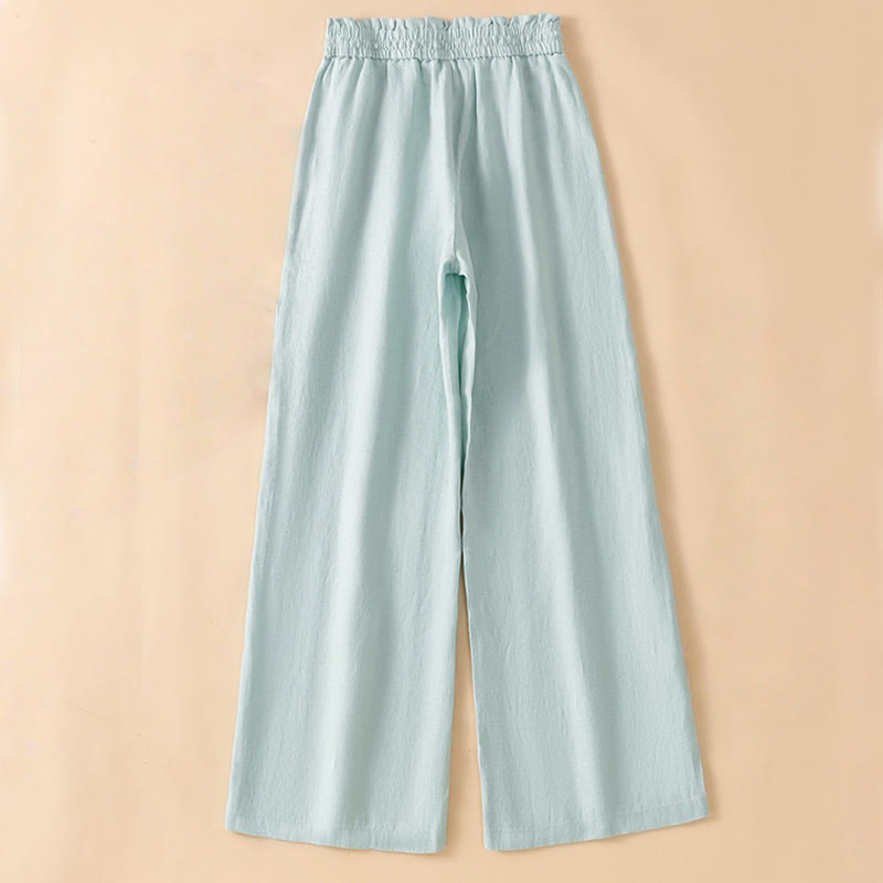 Nimara Ritual Casual Straight Leg Design Cotton Women's 7-8 Length Wide Leg Pants With Pockets