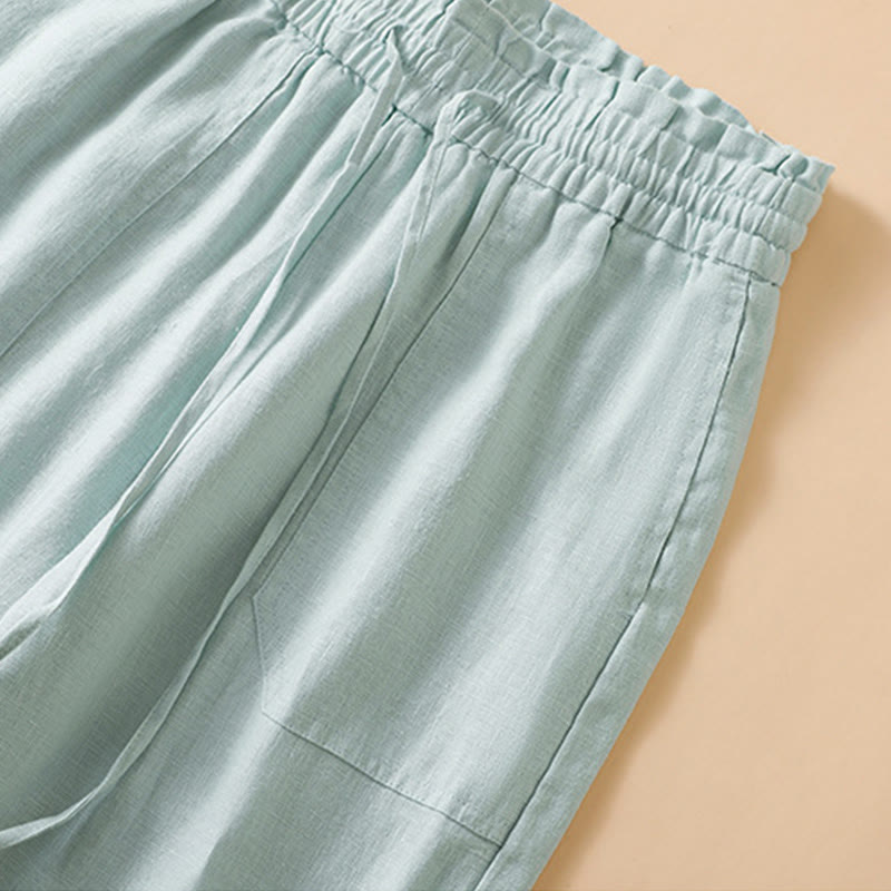 Nimara Ritual Casual Straight Leg Design Cotton Women's 7-8 Length Wide Leg Pants With Pockets
