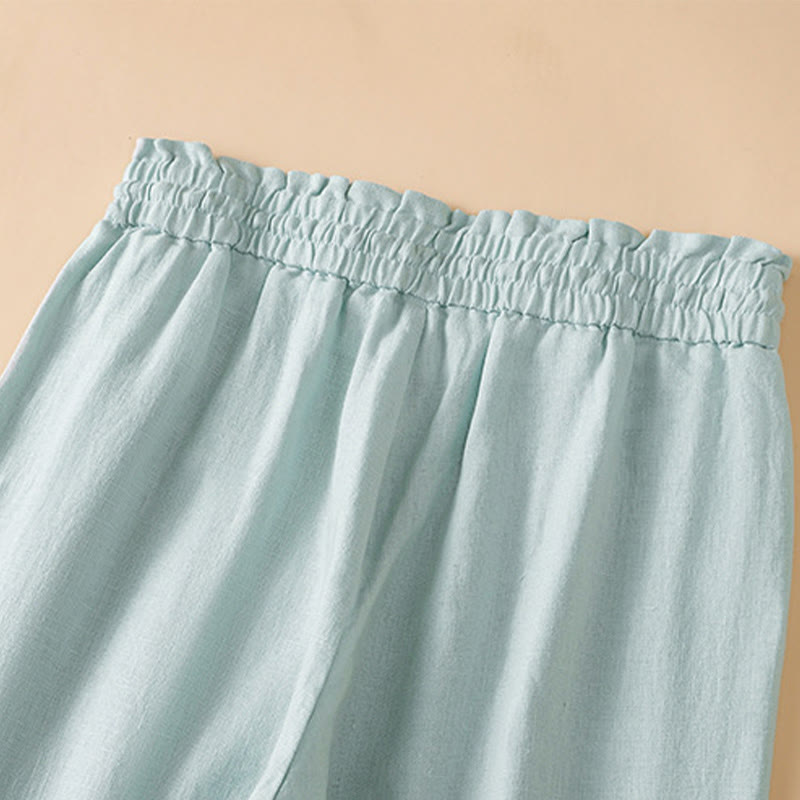 Nimara Ritual Casual Straight Leg Design Cotton Women's 7-8 Length Wide Leg Pants With Pockets