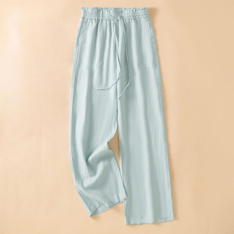 Nimara Ritual Casual Straight Leg Design Cotton Women's 7-8 Length Wide Leg Pants With Pockets