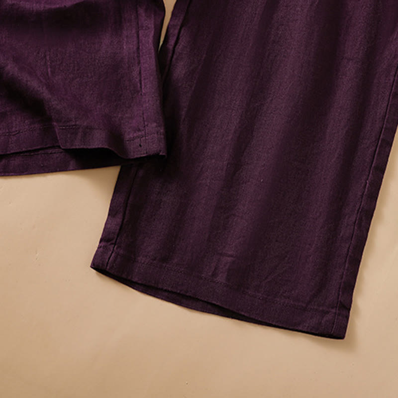 Nimara Ritual Casual Straight Leg Design Cotton Women's 7-8 Length Wide Leg Pants With Pockets