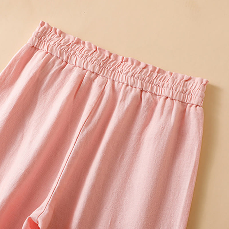 Nimara Ritual Casual Straight Leg Design Cotton Women's 7-8 Length Wide Leg Pants With Pockets
