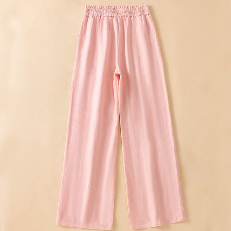 Nimara Ritual Casual Straight Leg Design Cotton Women's 7-8 Length Wide Leg Pants With Pockets