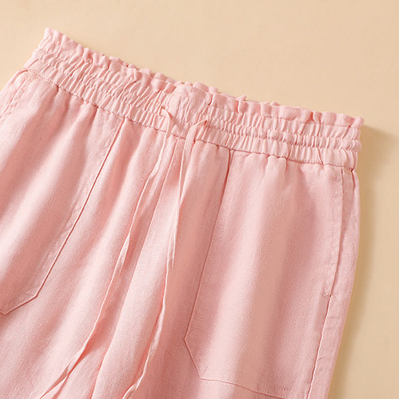 Nimara Ritual Casual Straight Leg Design Cotton Women's 7-8 Length Wide Leg Pants With Pockets