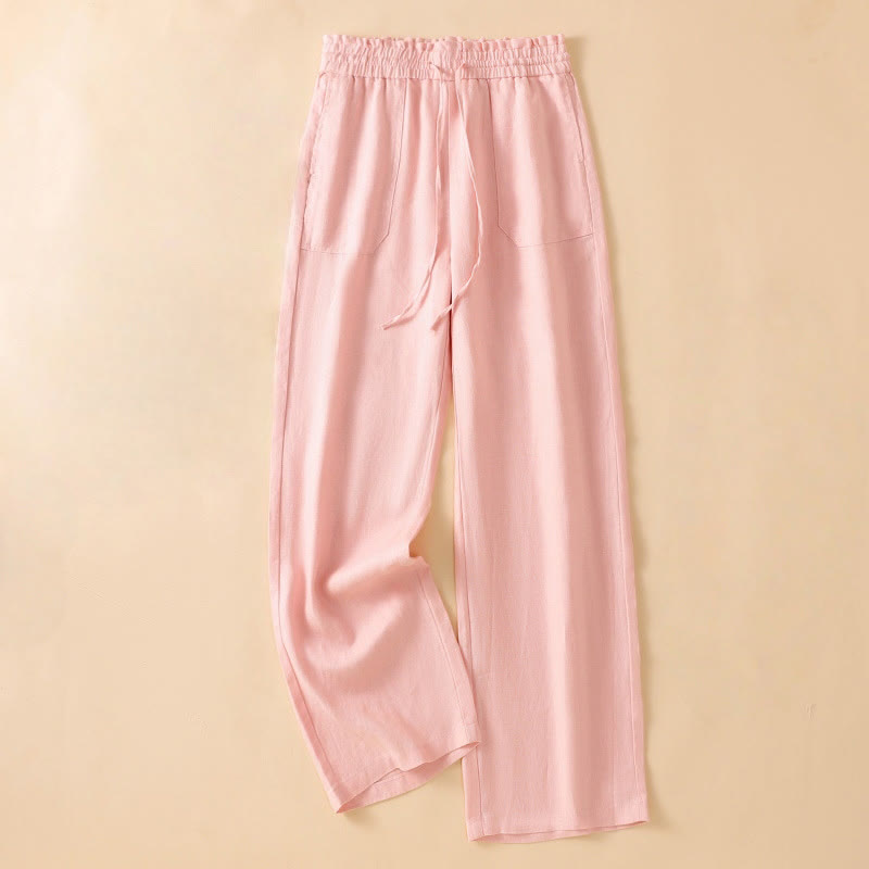 Nimara Ritual Casual Straight Leg Design Cotton Women's 7-8 Length Wide Leg Pants With Pockets