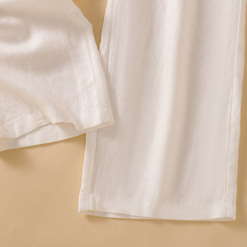 Nimara Ritual Casual Straight Leg Design Cotton Women's 7-8 Length Wide Leg Pants With Pockets