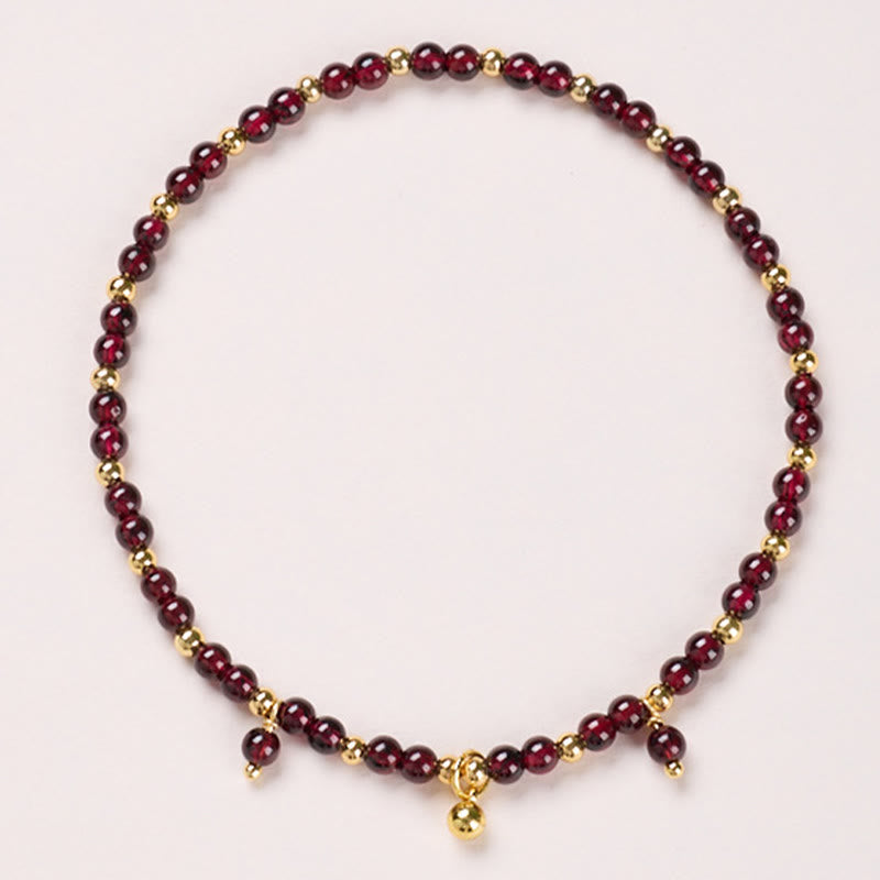 Nimara Ritual Natural 4mm Garnet Copper Gold Plated Calm Anklet