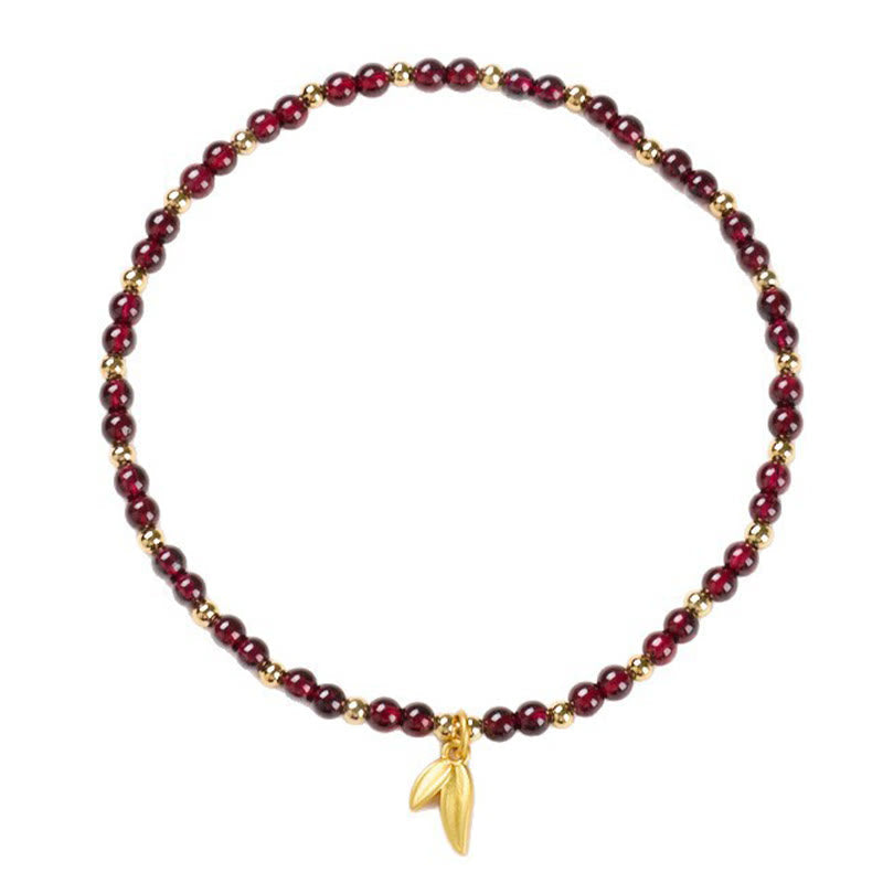 Nimara Ritual Natural 4mm Garnet Copper Gold Plated Calm Anklet