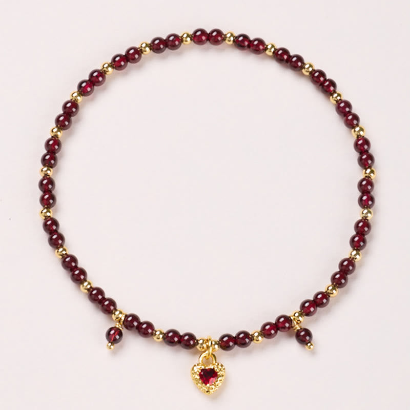 Nimara Ritual Natural 4mm Garnet Copper Gold Plated Calm Anklet