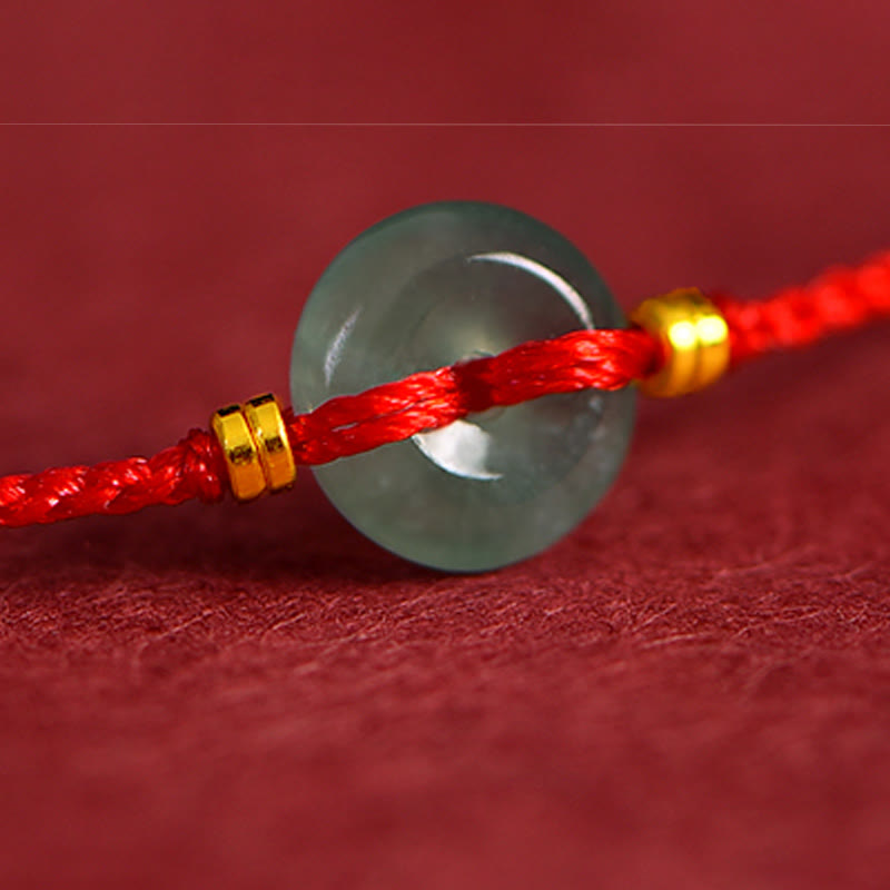 Nimara Ritual Peace Buckle Copper Coins Jade Red String Connection Bracelet Anklet