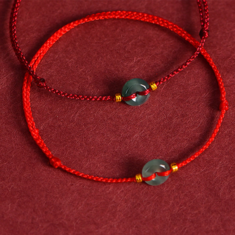 Nimara Ritual Peace Buckle Copper Coins Jade Red String Connection Bracelet Anklet