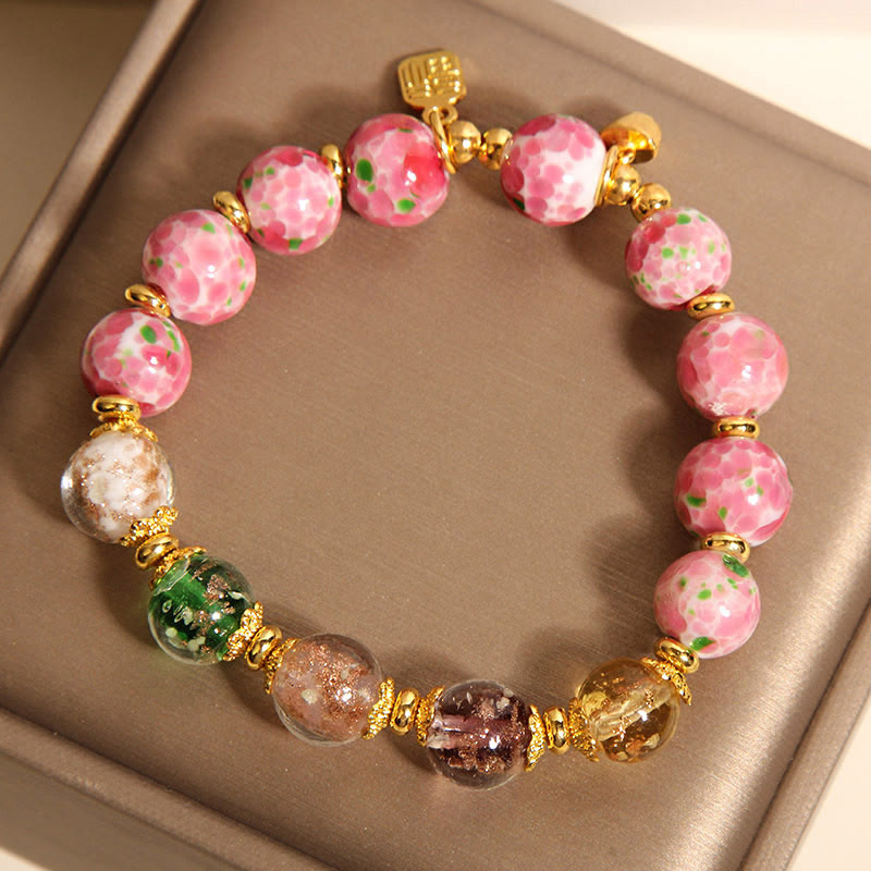 Nimara Ritual Fu Character Pink Liuli Luck Bracelet