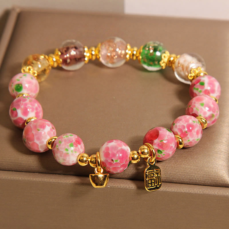 Nimara Ritual Fu Character Pink Liuli Luck Bracelet