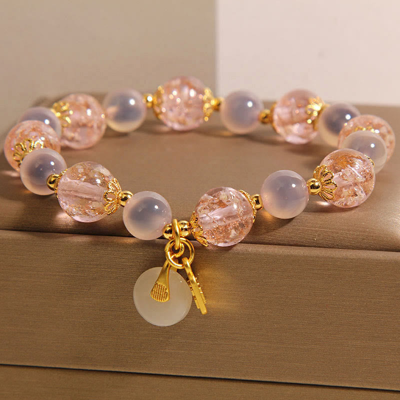 Nimara Ritual Fu Character Peace Buckle Liuli Candy Agate Healing Bracelet