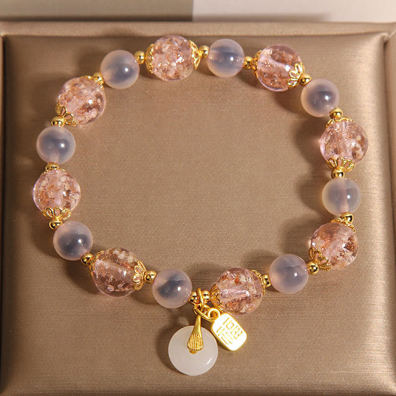 Nimara Ritual Fu Character Peace Buckle Liuli Candy Agate Healing Bracelet
