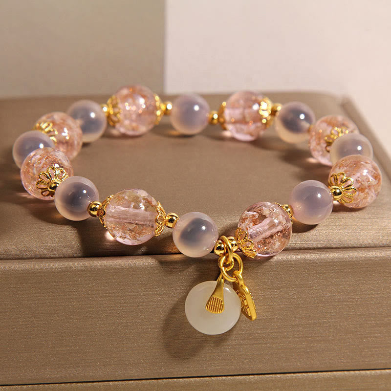 Nimara Ritual Fu Character Peace Buckle Liuli Candy Agate Healing Bracelet