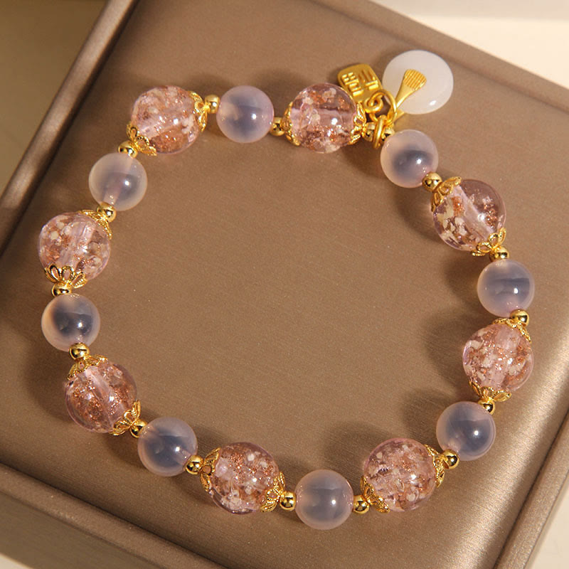 Nimara Ritual Fu Character Peace Buckle Liuli Candy Agate Healing Bracelet