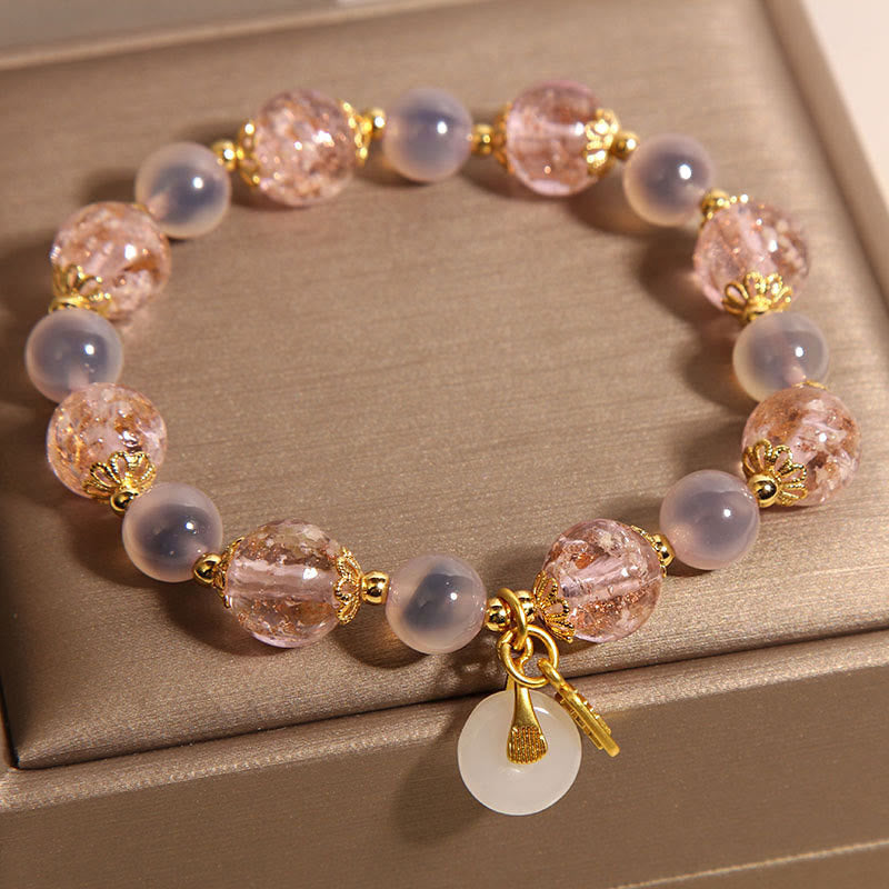Nimara Ritual Fu Character Peace Buckle Liuli Candy Agate Healing Bracelet