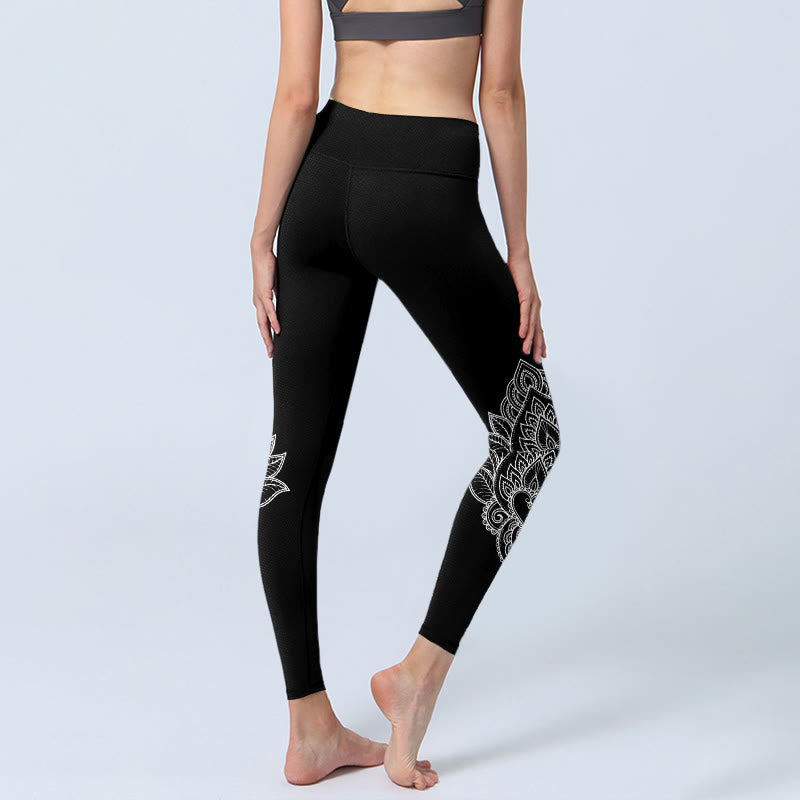 Nimara Ritual Heart-shaped Petals Flowers Print Gym Leggings Women's Yoga Pants