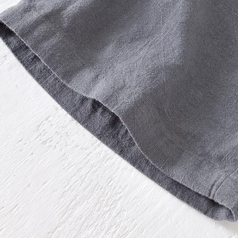 Nimara Ritual Summer Solid Color Drawstring Elastic Waist Men's Ramie Linen Cotton Shorts With Pockets