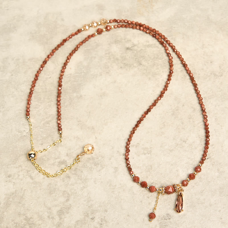 Nimara Ritual Natural 2mm Goldstone Beads Positive Multi Layer Bracelet