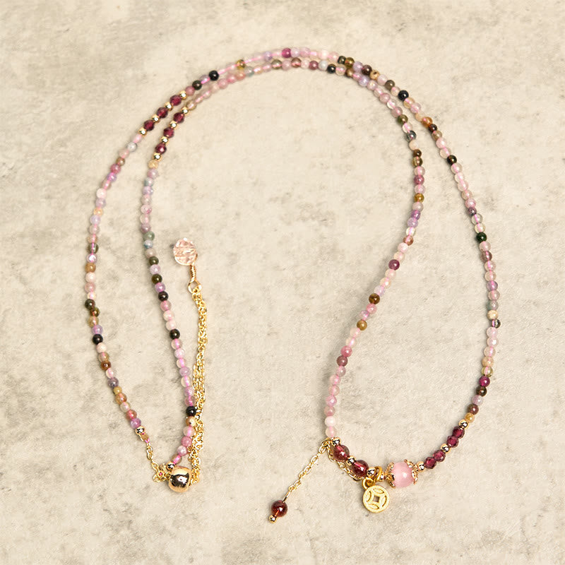 Nimara Ritual 2.5 mm Irregular Beads Colored Tourmaline Coin Wisdom Bracelet