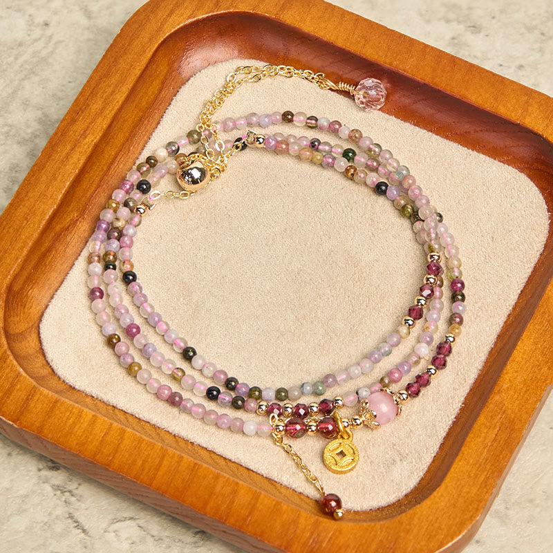 Nimara Ritual 2.5 mm Irregular Beads Colored Tourmaline Coin Wisdom Bracelet