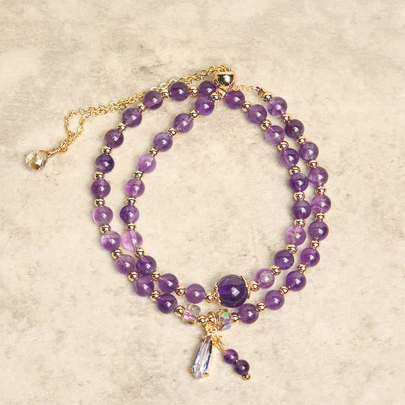 Nimara Ritual Natural Amethyst Beads Balance Multi-layer Bracelet