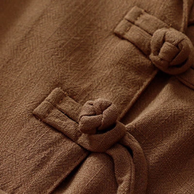Nimara Ritual Women's Cotton Linen Frog-Button Long Sleeve Jacket With Pockets
