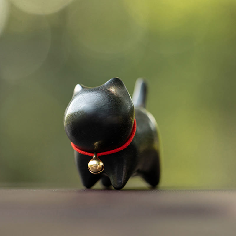 Nimara Ritual Green Sandalwood Small Leaf Red Sandalwood Cute Cat Animals Soothing Peace Decoration