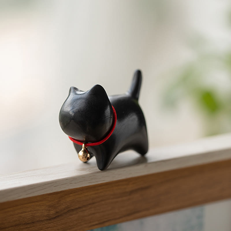 Nimara Ritual Green Sandalwood Small Leaf Red Sandalwood Cute Cat Animals Soothing Peace Decoration