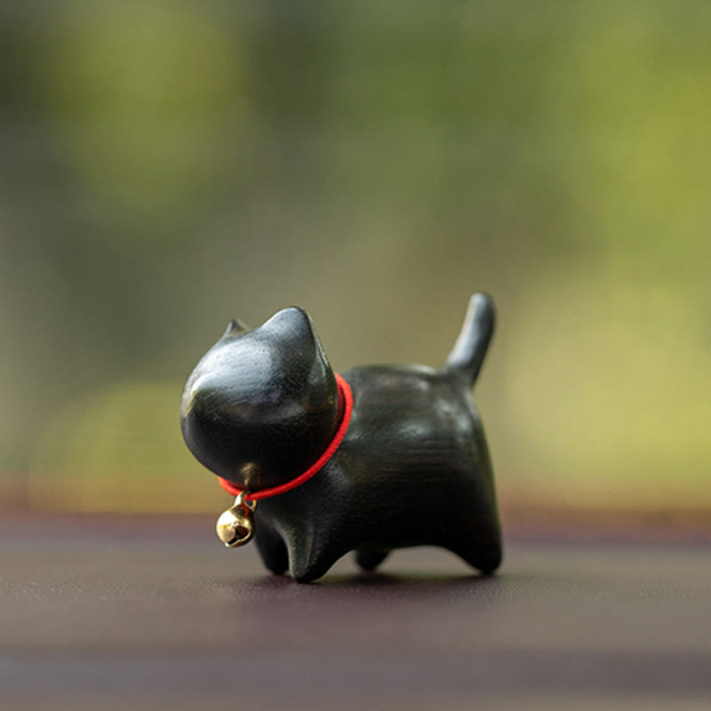 Nimara Ritual Green Sandalwood Small Leaf Red Sandalwood Cute Cat Animals Soothing Peace Decoration