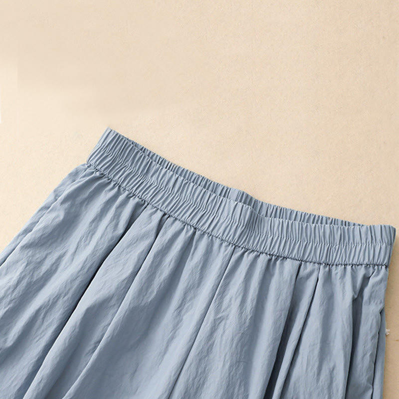 Nimara Ritual Casual Hem Hollow Design Women's Cotton 7-8 Length Wide Leg Pants With Pockets