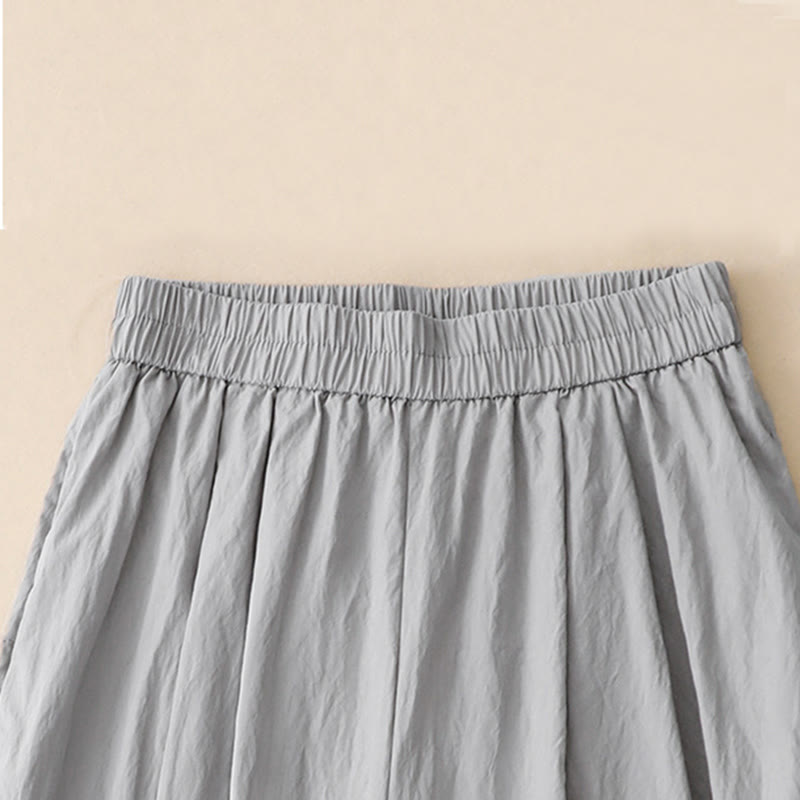 Nimara Ritual Casual Hem Hollow Design Women's Cotton 7-8 Length Wide Leg Pants With Pockets