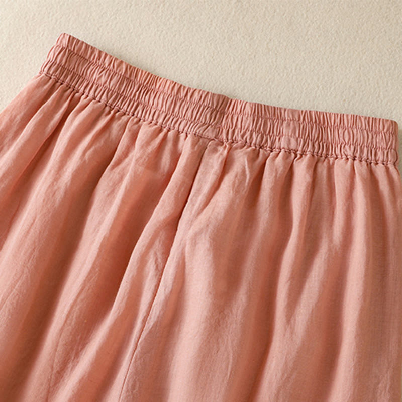 Nimara Ritual Commute Embroidery Drawstring Women's Cotton Wide Leg Pants With Pockets