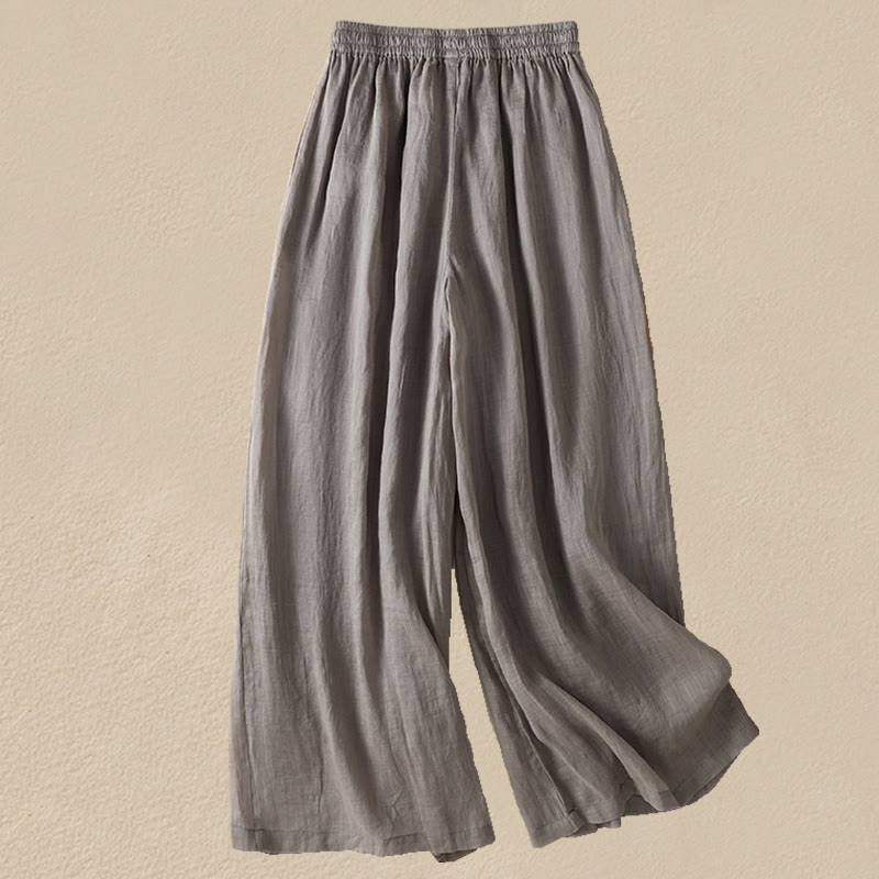 Nimara Ritual Commute Embroidery Drawstring Women's Cotton Wide Leg Pants With Pockets