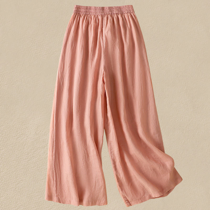 Nimara Ritual Commute Embroidery Drawstring Women's Cotton Wide Leg Pants With Pockets