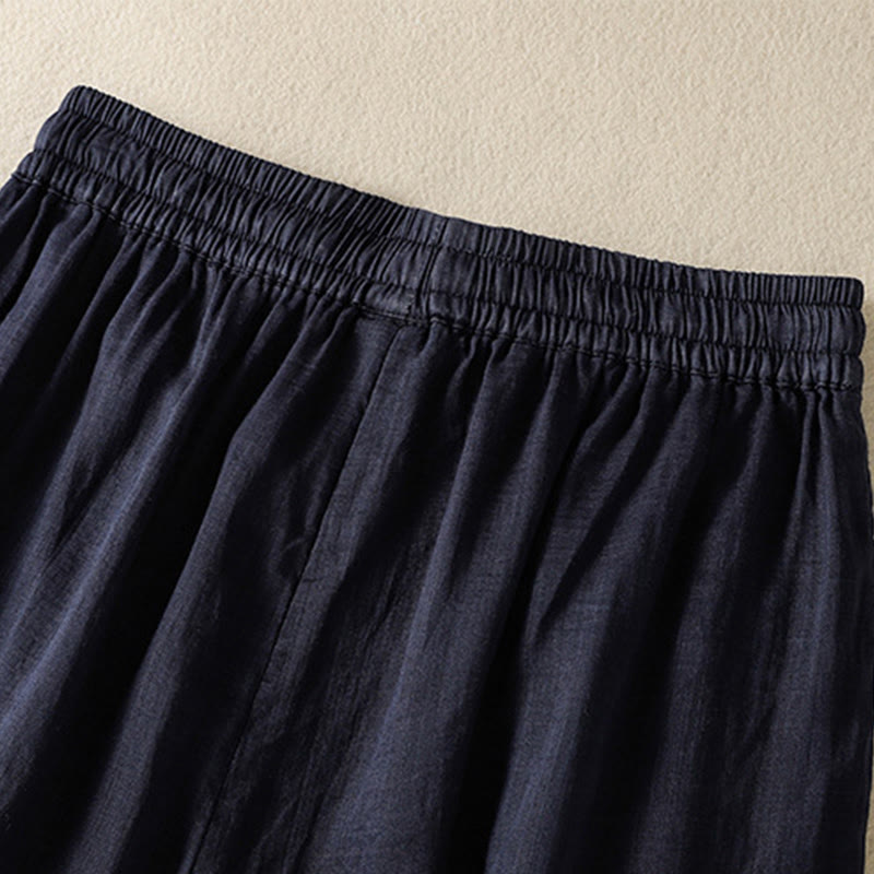 Nimara Ritual Commute Embroidery Drawstring Women's Cotton Wide Leg Pants With Pockets