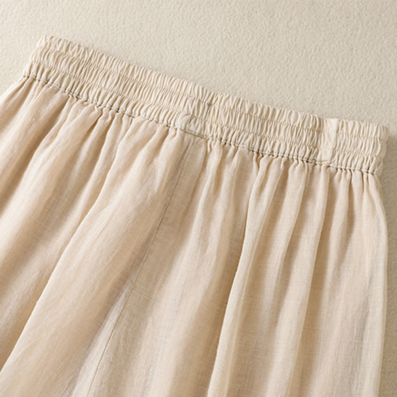 Nimara Ritual Commute Embroidery Drawstring Women's Cotton Wide Leg Pants With Pockets