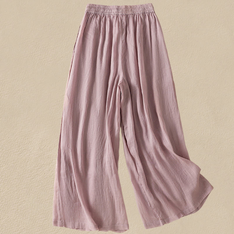 Nimara Ritual Commute Embroidery Drawstring Women's Cotton Wide Leg Pants With Pockets