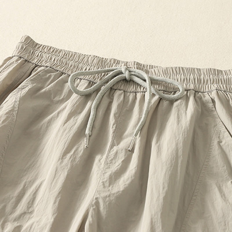 Nimara Ritual Summer Vintage Plain Drawstring Cuffed Women's Pants With Pockets